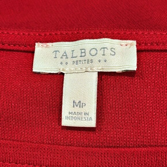 Talbots Petites Knit Dress MED PETITE Burgundy Stretch Elastic Waist Blouson - Picture 5 of 7
